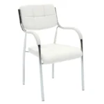 Καρέκλα επισκέπτη στοιβαζόμενη Otlen λευκό pu-πόδι χρωμίου