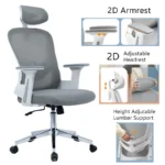 Καρέκλα γραφείου διευθυντή Ignatius mesh ανοιχτό γκρι - Image 3