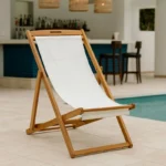 Σεζλόνγκ Franclow ξύλο ακακίας φυσικό-πανί pvc λευκό - Image 7