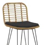 Σκαμπό μπαρ Naoki με μαξιλάρι pe φυσικό-μέταλλο μαύρο πόδι 46x56x110εκ - Image 6