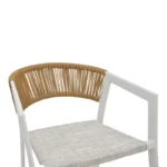 Σκαμπό μπαρ αλουμινίου Phoenix στοιβαζόμενo λευκός σκελετός-textilene φυσικό rattan - Image 7