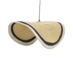 Φωτιστικό οροφής Hatchie φυσικό-μαύρο-λευκό ψάθα-μέταλλο Φ100x133εκ