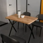 Τραπέζι Zeryin oak μελαμίνης-μαύρο μέταλλο 110x70x75εκ - Image 4