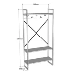 Έπιπλο εισόδου Levento ανθρακί με μαύρο μεταλλικό σκελετό - Image 4