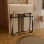 Κονσόλα Convida ανθρακί με μαύρο μεταλλικό σκελετό 100x25x90εκ - Image 2