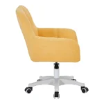 Καρέκλα γραφείου εργασίας Givole σε κίτρινο μπουκλέ ύφασμα - Image 4