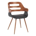 Πολυθρόνα Fern PU μαύρο-ξύλο καρυδί απόχρωση 52x59x80εκ