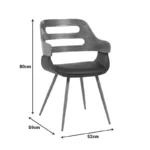 Πολυθρόνα Fern PU μαύρο-ξύλο καρυδί απόχρωση 52x59x80εκ - Image 7