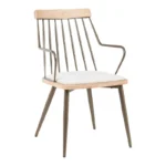 Πολυθρόνα Posse μέταλλο μπρονζέ-white wash ξύλο-μπεζ ύφασμα 52x59x83εκ