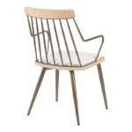 Πολυθρόνα Posse μέταλλο μπρονζέ-white wash ξύλο-μπεζ ύφασμα 52x59x83εκ - Image 3