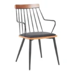 Πολυθρόνα Posse  μέταλλο μαύρο-καρυδί ξύλο-μαύρο pu 52x59x83εκ