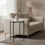 Βοηθητικό τραπεζάκι σαλονιού Luxere μαύρο μέταλλο-λευκό μαρμάρου
