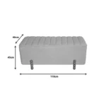 Σκαμπό μπαούλο Daph σετ 2 τεμ βελούδο σε μπεζ και λευκή απόχρωση - Image 2