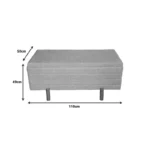 Σκαμπό μπαούλο Cindy σετ 2 τεμ μπουκλέ ύφασμα σε μπεζ και λευκή απόχρωση - Image 3