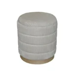 Σκαμπό Pance σετ 2 τεμ μπουκλέ ύφασμα σε μπεζ και λευκή απόχρωση - Image 5