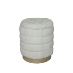 Σκαμπό Pance σετ 2 τεμ μπουκλέ ύφασμα σε μπεζ και λευκή απόχρωση - Image 4