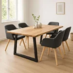 Τραπέζι Miles μασίφ ξύλο ακακίας 3.7-4εκ σε φυσική απόχρωση με μαύρα μεταλλικά πόδια 180x90x76εκ - Image 3