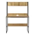 Γραφείο εργασίας Herbey με ράφια σε oak απόχρωση με πόδι μαύρο μέταλλο - Image 4