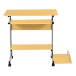 Γραφείο υπολογιστή Veronce σε φυσική απόχρωση με μεταλλικό σκελετό - Image 4