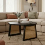 Τραπέζι Tamarind ξύλο mango-φυσικό rattan σε μαύρη απόχρωση