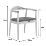 Πολυθρόνα Joube rubberwood σε μαύρη απόχρωση με μαύρο pu μαξιλάρι 59x48x73εκ - Image 2