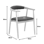 Πολυθρόνα Sandi rubberwood σε φυσική απόχρωση με μαύρο pu μαξιλάρι 50x60x80εκ - Image 8