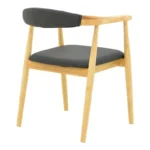 Πολυθρόνα Sandi rubberwood σε φυσική απόχρωση με μαύρο pu μαξιλάρι 50x60x80εκ - Image 2