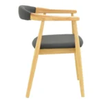 Πολυθρόνα Sandi rubberwood σε φυσική απόχρωση με μαύρο pu μαξιλάρι 50x60x80εκ - Image 3