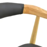 Πολυθρόνα Sandi rubberwood σε φυσική απόχρωση με μαύρο pu μαξιλάρι 50x60x80εκ - Image 6