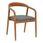 Πολυθρόνα Hogie rubberwood καρυδί- μαύρο pu μαξιλάρι 61x60x76εκ