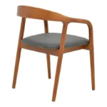 Πολυθρόνα Hogie rubberwood καρυδί- μαύρο pu μαξιλάρι 61x60x76εκ - Image 2