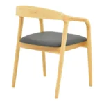 Πολυθρόνα Hogie rubberwood σε φυσική απόχρωση με μαύρο pu μαξιλάρι 61x60x76εκ - Image 2