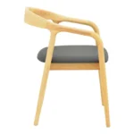 Πολυθρόνα Joube rubberwood σε φυσική απόχρωση με μαύρο pu μαξιλάρι 59x48x73εκ - Image 4