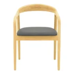 Πολυθρόνα Hogie rubberwood σε φυσική απόχρωση με μαύρο pu μαξιλάρι 61x60x76εκ - Image 5