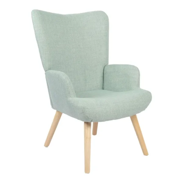 Πολυθρόνα-μπερζέρα Gerlina μέντα ύφασμα με πόδι σε φυσική απόχρωση