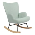 Κουνιστή πολυθρόνα Jianna μέντα ύφασμα με πόδι σε φυσική απόχρωση