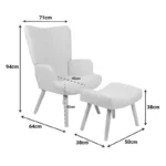 Πολυθρόνα-μπερζέρα με υποπόδιο Gerlina ανθρακί ύφασμα με πόδι σε φυσική απόχρωση - Image 9