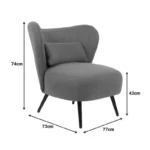 Πολυθρόνα Nagreta κρεμ ύφασμα με μεταλλικό πόδι σε μαύρη απόχρωση - Image 9