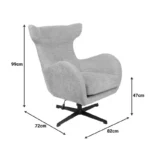 Πολυθρόνα Zefrina περιστρεφόμενη μπεζ ύφασμα με βάση σε μαύρη απόχρωση - Image 9