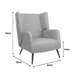 Πολυθρόνα Mareta γκρι-μπεζ ύφασμα με πόδι σε μαύρη απόχρωση - Image 9