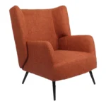 Πολυθρόνα Mareta terracotta ύφασμα με πόδι σε μαύρη απόχρωση