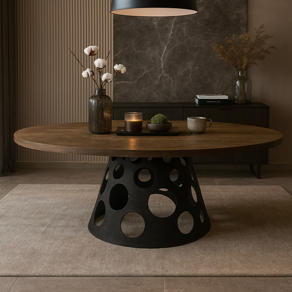 7763 ΤΡΑΠΕΖΑΡΙΑ UNIVERSE ΜΕ ΕΠΙΦΑΝΕΙΑ ΣΕ ΣΚΟΥΡΟ ΚΑΦΕ ΧΡΩΜΑ ΚΑΙ ΜΑΥΡΗ ΒΑΣΗ - Image 1