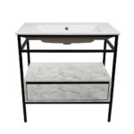 ΕΠΙΠΛΟ ΜΠΑΝΙΟΥ ZENOS 7775 ΠΛΑΤΟΥΣ 100 cm ΣΕ ΟΨΗ ΛΕΥΚΟΥ ΜΑΡΜΑΡΟΥ ΜΕ ΓΚΡΙ ΝΕΡΑ - Image 2