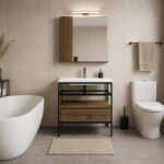 ΕΠΙΠΛΟ ΜΠΑΝΙΟΥ ZENOS 7763 ΠΛΑΤΟΥΣ 100 cm ΣΕ ΑΠΟΧΡΩΣΗ ΣΚΟΥΡΟ ΚΑΦΕ