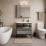 ΕΠΙΠΛΟ ΜΠΑΝΙΟΥ ZENOS K540 ΠΛΑΤΟΥΣ 100 cm ΣΕ ΟΨΗ ΣΚΟΥΡΟ ΤΣΙΜΕΝΤΟ