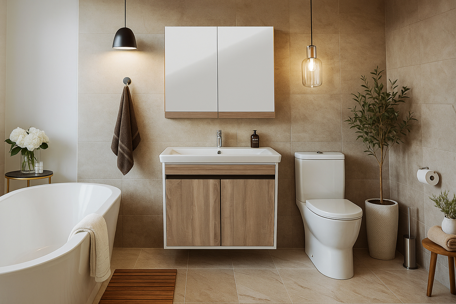 Bath1 5194 with mirror ΕΠΙΠΛΟ ΜΠΑΝΙΟΥ 5194-SENSA 80 cm ΣΕ ΑΝΟΙΧΤΗ ΑΠΟΧΡΩΣΗ ΞΥΛΟΥ - Image 1