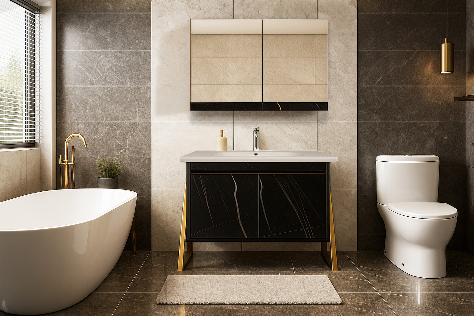 MevaseisPlai 7767 gold 100 ΕΠΙΠΛΟ ΜΠΑΝΙΟΥ 7767 GOLD-PRESTIGIA 100 cm ΜΕ ΒΑΣΕΙΣ ΣΤΑ ΠΛΑΓΙΑ ΣΕ ΟΨΗ ΜΑΥΡΟΥ ΜΑΡΜΑΡΟΥ - Image 1