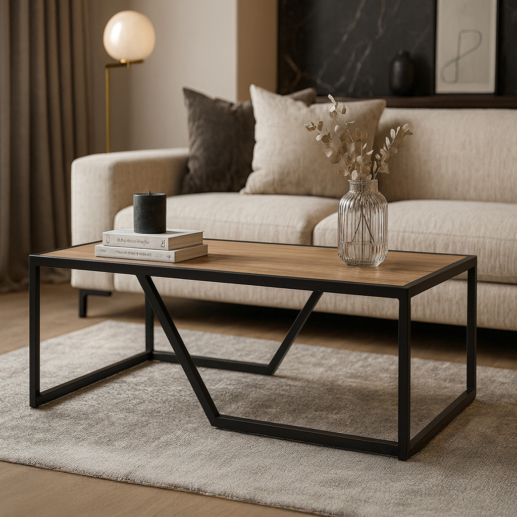 Multi K529 ΤΡΑΠΕΖΙ ΣΑΛΟΝΙΟΥ MULTI ΜΕ ΕΠΙΦΑΝΕΙΑ ΑΠΟ ΜΕΛΑΜΙΝΗ ΣΕ ΦΥΣΙΚΗ ΑΠΟΧΡΩΣΗ ΚΑΙ ΜΑΥΡΟ ΜΕΤΑΛΛΙΚΟ ΣΚΕΛΕΤΟ - Image 1