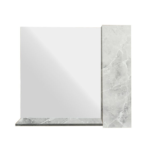 Κρεμαστό Ντουλάπι Μπάνιου Oren90 με Καθρέφτη & Επένδυση Μελαμίνης Με Όψη Λευκού Μάρμαρου Με Γκρί Νερά