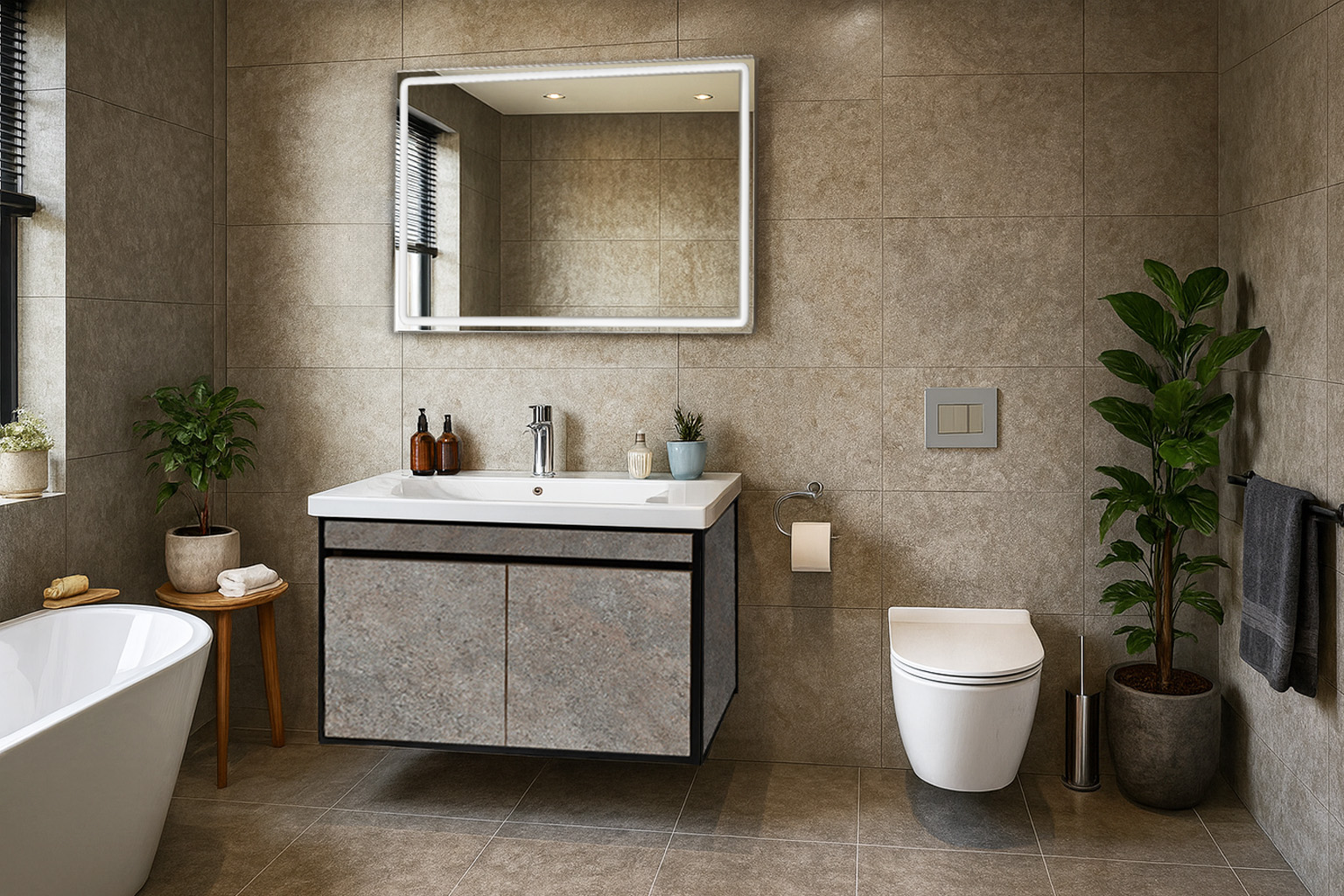 Single 90 100 K540 DECOR ΕΠΙΠΛΟ ΜΠΑΝΙΟΥ K540 SENSA 100 cm ΣΕ ΟΨΗ ΣΚΟΥΡΟ ΤΣΙΜΕΝΤΟ - Image 1